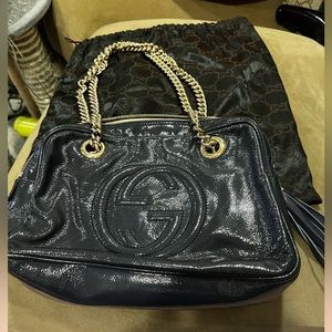 Gucci Patent Navy Soho Bag